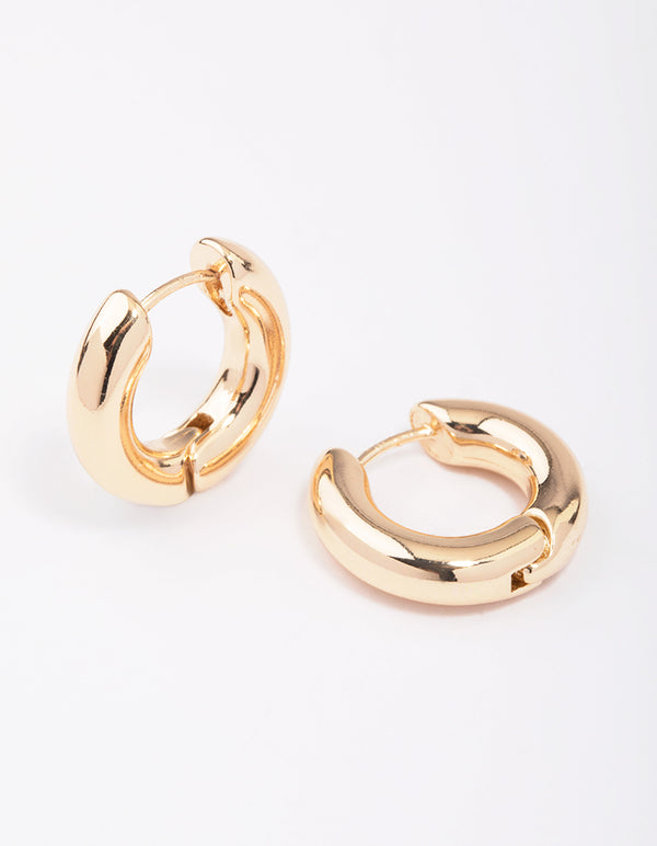 Gold Small Plain Clicker Hoop Earrings