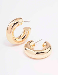 Gold Medium Chubby C-Shape Hoop Earrings - link has visual effect only