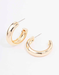 Gold Plain C-Shape Hoop Earrings - link has visual effect only