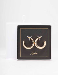 Gold Plain C-Shape Hoop Earrings - link has visual effect only