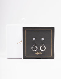 Silver Encased Diamante Earring Pack - link has visual effect only