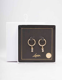 Gold Baguette Drop Huggie Earrings - link has visual effect only