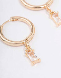 Gold Baguette Drop Huggie Earrings - link has visual effect only