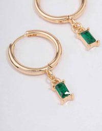 Gold Baguette Drop Huggie Earrings - link has visual effect only