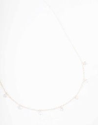 Silver Floating Diamante Droplet Necklace - link has visual effect only