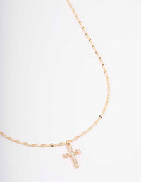 Gold Bezel Diamante Cross Necklace - link has visual effect only