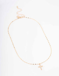 Gold Bezel Diamante Cross Necklace - link has visual effect only