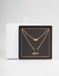 Gold Double Chain Baguette Necklace - link has visual effect only