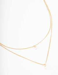 Gold Double Chain Floating Diamante Necklace - link has visual effect only