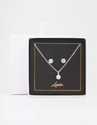 Silver Bezel Diamante Jewellery Set - link has visual effect only