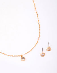 Gold Bezel Diamante Jewellery Set - link has visual effect only