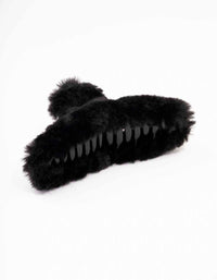 Black Faux Fur Hair Claw Clip - link has visual effect only