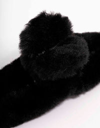 Black Faux Fur Hair Claw Clip - link has visual effect only