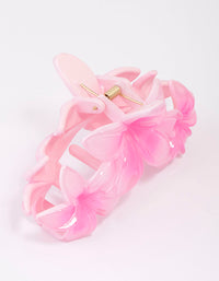 Pink Trio Tropical Flower Hair Claw - link has visual effect only