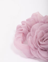 Purple Fabric Chiffon Flower Hair Scrunchie - link has visual effect only