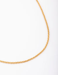 Waterproof Gold Plated Stainless Steel Diamond Cut Twisted Necklace - link has visual effect only