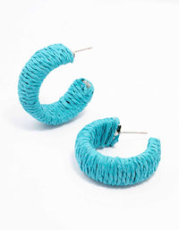 Blue Thread Through Wrapped Hoop Earrings - link has visual effect only