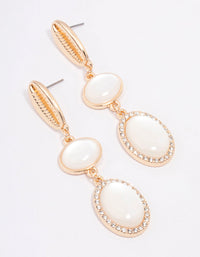 Gold Shell Stone Drop Earrings - link has visual effect only