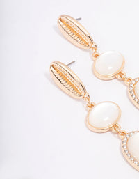 Gold Shell Stone Drop Earrings - link has visual effect only