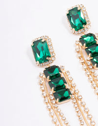 Gold Double Emerald Stone Drop Earrings - link has visual effect only