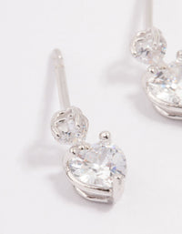 Platinum Sterling Silver Cubic Zirconia Heart Drop Earrings - link has visual effect only