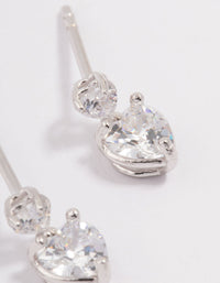 Platinum Sterling Silver Cubic Zirconia Heart Drop Earrings - link has visual effect only