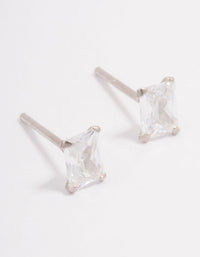 Platinum Sterling Silver Cubic Zirconia Baguette Stud Earrings - link has visual effect only