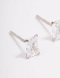 Platinum Sterling Silver Cubic Zirconia Baguette Stud Earrings - link has visual effect only