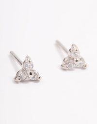 Platinum Sterling Silver Mini Trio Cubic Zirconia Stud Earrings - link has visual effect only