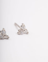 Platinum Sterling Silver Mini Trio Cubic Zirconia Stud Earrings - link has visual effect only