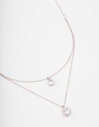 Silver Cubic Zirconia Layered Solitaire Necklace - link has visual effect only