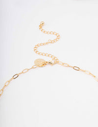 Gold Plated Alternating Cubic Zirconia & Pearl Link Short Necklace - link has visual effect only