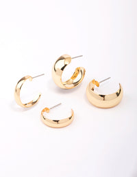 Gold Plated Classic Hoop Earring Pack - link has visual effect only