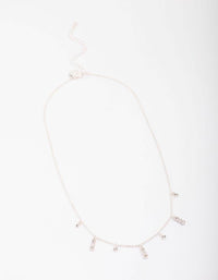 Silver Graduating Diamante Chain Necklace - link has visual effect only