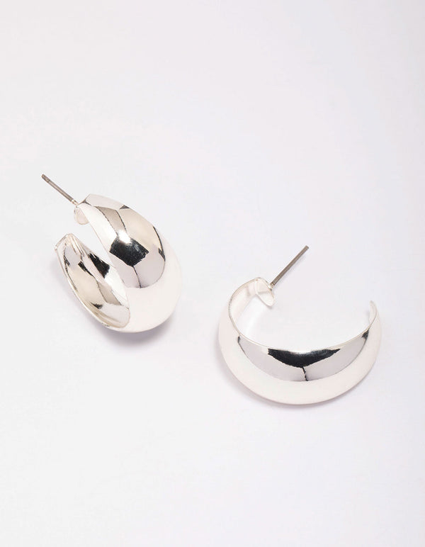 Silver Open Chubby Hoop Earrings 30mm