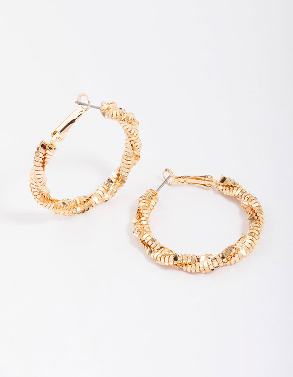 Gold Twisted Hoop Earrings