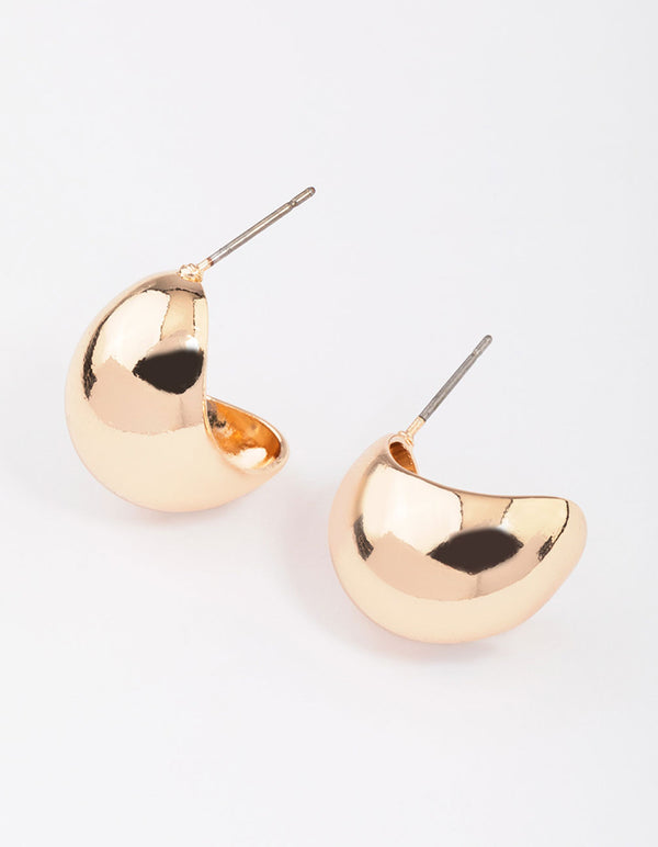 Gold Chubby Ball Huggie Earrings