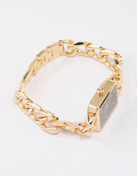 Gold Square Chain Detail Watch - link has visual effect only