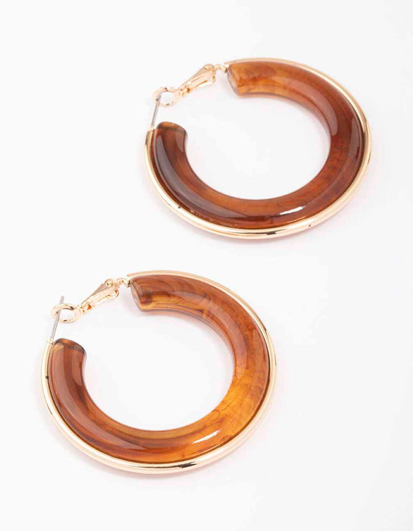 Gold Small Tortoiseshell Hoop Earrings