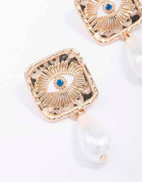 Gold Evil Eye Pearl Drop Earrings - link has visual effect only