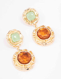 Gold Vintage Molten Round Drop Earrings - link has visual effect only