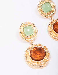 Gold Vintage Molten Round Drop Earrings - link has visual effect only