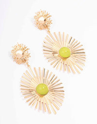 Gold Statement Sun Gem Drop Earrings - link has visual effect only