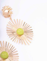 Gold Statement Sun Gem Drop Earrings - link has visual effect only