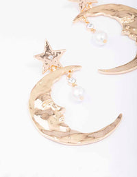 Gold Celestial Moon Drop Earrings - link has visual effect only