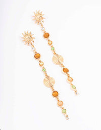 Gold Multi Gemstone Drop Earrings - link has visual effect only