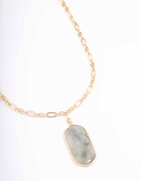 Gold Labradorite Link Chain Pendant Necklace - link has visual effect only