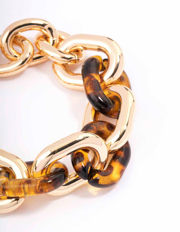 Gold & Tortoiseshell Link Chain Bracelet