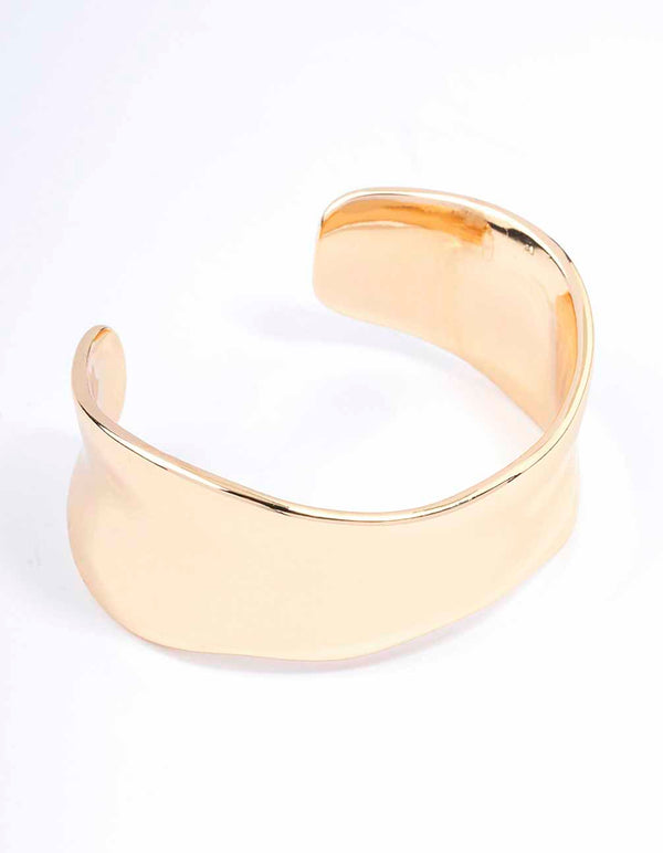 Gold Narrow Molten Wrist Cuff