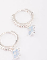 Silver Cubic Zirconia Flower Huggie Earrings - link has visual effect only